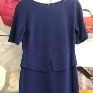 John Dresses St John Blue Wool Blend Knit Short Sleeve
